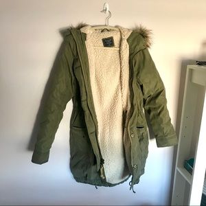 Abercrombie and Fitch Sherpa-Lined Military Parka